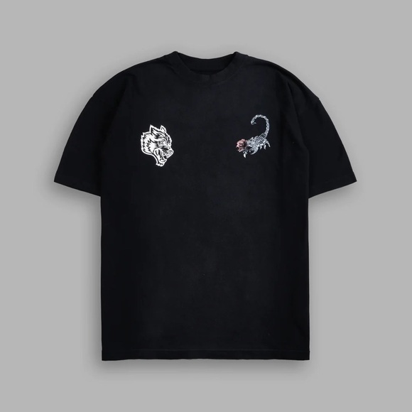 SCORPION ROSE "PREMIUM" OVERSIZED TEE IN BLACK SPINE SUN FADE - Picture 3 of 6
